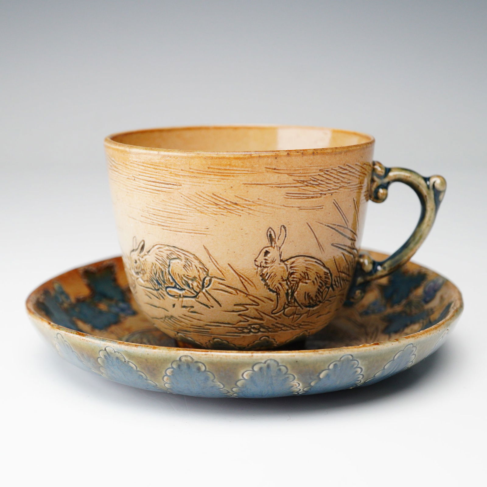 Doulton Lambeth by Hannah Barlow Cup and Saucer Set, Rabbits (1 of 5)