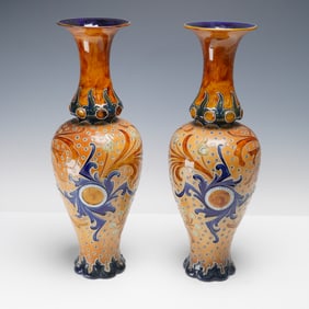 Pair of Doulton Lambeth by Frank Butler Stoneware Vases