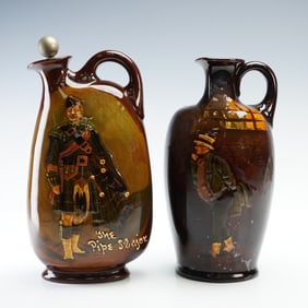 2pc Royal Doulton Kingsware Flasks, The Pipe Major and Mr. Pickwick