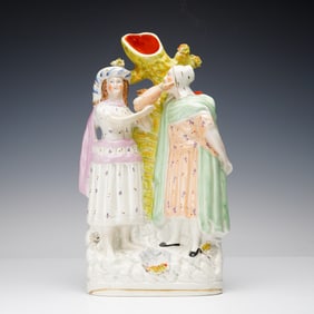 Staffordshire Spill Vase, Rebekah and Abraham's Servant