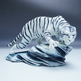 Royal Doulton Blue Flambe Tiger on the Rock Figurine BA71