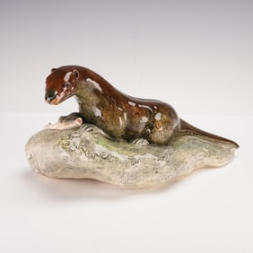 Prototype Royal Doulton Animal Figurine, Otter on Rock