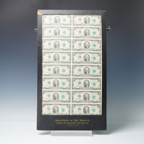 1976 Uncut-UNC U.S. Federal Reserve Two Dollars Star Notes, Treasury Dept.