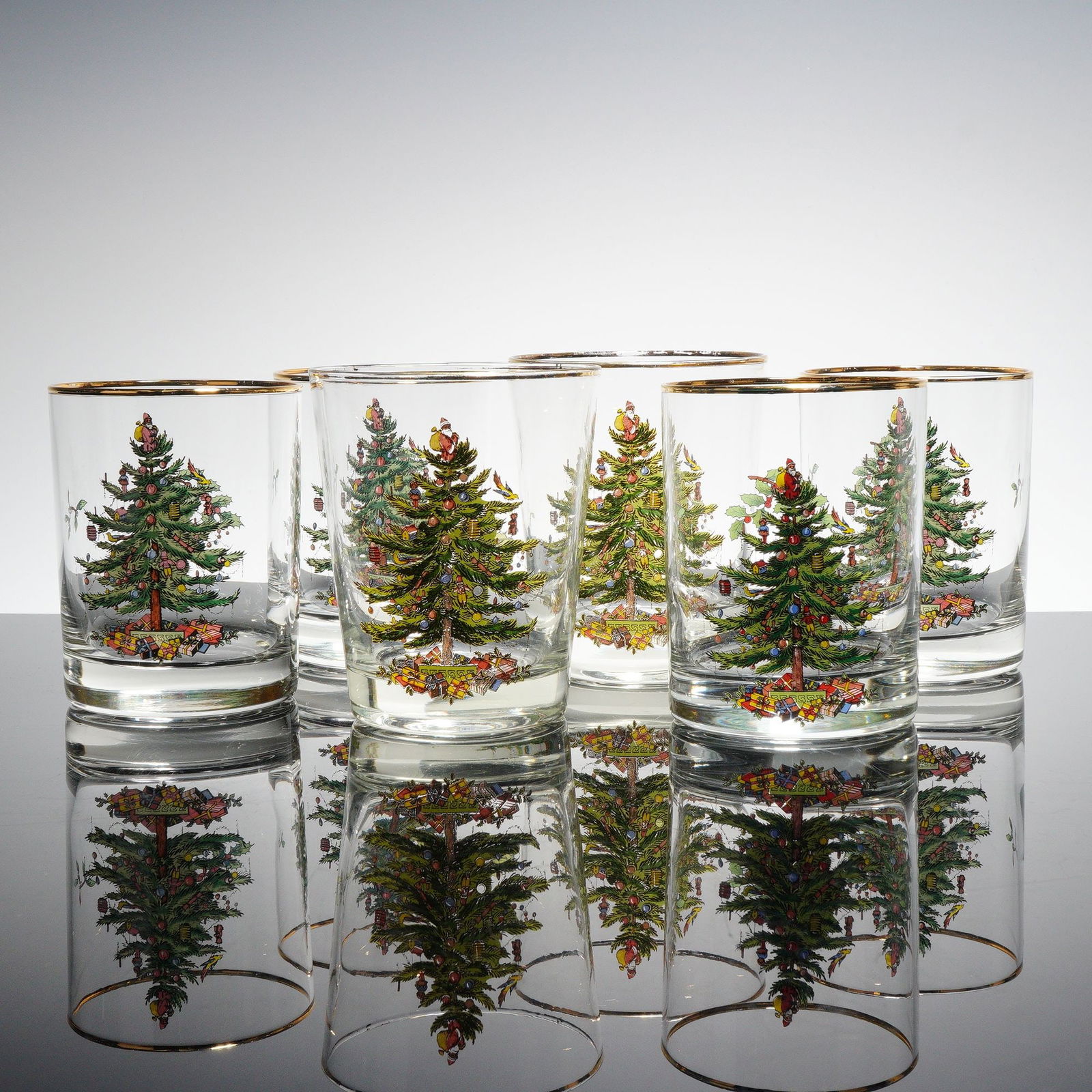 6pc Spode Double Old Fashioned Glasses, Christmas Tree (1 of 3)
