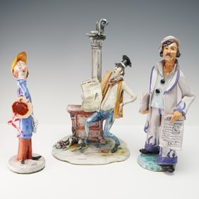 3pc Italian Newspaper-Themed Figurines