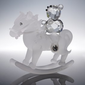 Frosted Glass Rocking Horse with Clear Bear Rider