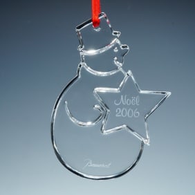 Baccarat Crystal Snowman Christmas Ornament, Noel 2006