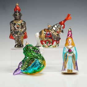 4pc Polonaise Christmas Tree Ornaments and Box, Medieval Collection