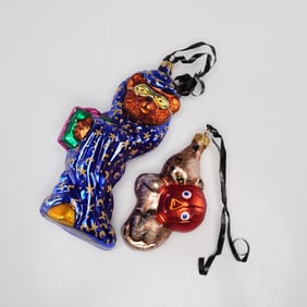2pc Christopher Radko Ornaments, Mystic Bearer and Boo Boo Kitty