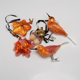 7pc Christopher Radko and Autumn Glass Ornaments