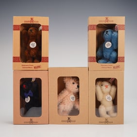 5pc Steiff Teddy Bears, Annual Club Miniatures