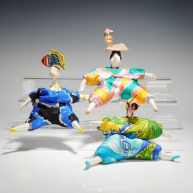 3pc Poupee Millet Porcelain and Fabric Dolls