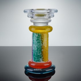Kjell Engman Kosta Boda Art Glass Candlestick, Cancan