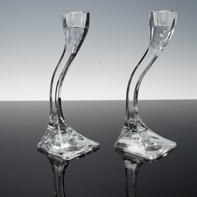 Pair of Josef Riedel Crystal Candleholders, Duetto