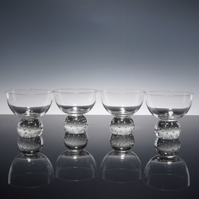 4pc Art Glass Cups with Controlled Bubble Bases