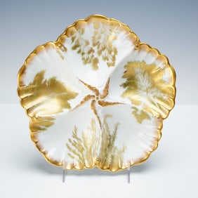 Ovington Bros and Alfred Lanternier Limoges Gilt Porcelain Relish Dish