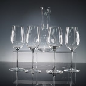 5pc Riedel Crystal Decanter with Wine Glasses