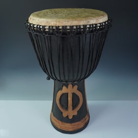 Handcrafted Ghanaian Djembe Drum with Carved Base