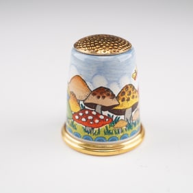 Halcyon Days Enamel Thimble, Mushrooms