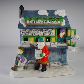 Victorian Village Collectibles Duffy's Newsstand Lighted Porcelain Building