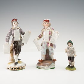 3pc Continental Porcelain Townsfolk Figurines