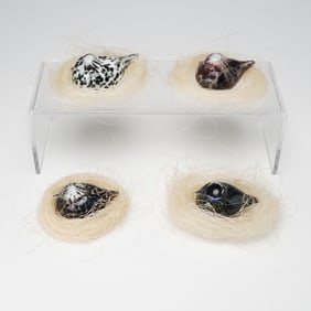 4pc Iittala Oiva Toikka Glass Birds