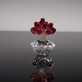 Swarovski Crystal Figurine, Vase of Roses