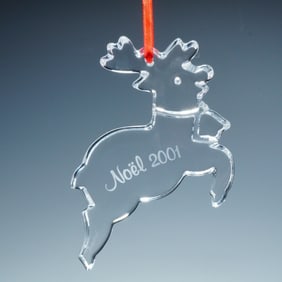 Baccarat Crystal Reindeer Christmas Ornament, Noel 2001