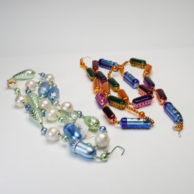 2pc Christopher Radko Woodland Frost & Christmas Express Garland Ornaments