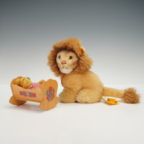 2pc Steiff Lion & Bear Cub in Crib Stuffed Animals,Snuffy