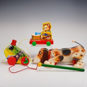 4pc Fisher Price Pull Toys and Bubble Wand Collection