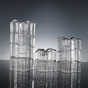 3pc Rosenthal Studio Line Tapio Wirkkala Glass Candleholders, Inka