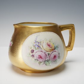 Pickard and P.H. Leonard by Edward Challinor Porcelain Floral Pitcher