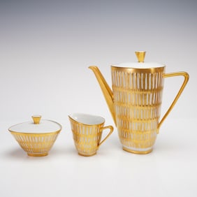 3pc Hutschenreuther Selb Bavaria Coffee Pot, Lidded Sugar and Creamer