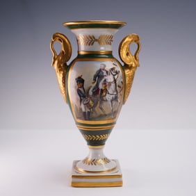 Limoges Porcelain Vase, Napoleonic Scene