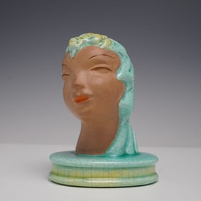 Goldscheider Figurine/Bust Art Deco Lady, Mint Green Hair