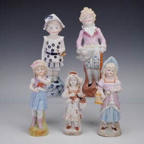 5pc Ceramic European Art Figurines
