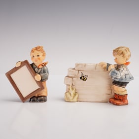 2pc Goebel Hummel Porcelain Figurines, Over the Horizon + Look What I Made