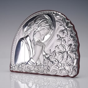 Italian Silver-Tone Relief Plaque of Jesus in Prayer