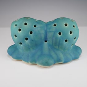 Van Briggle Pottery Acorn Turquoise Flower Frog