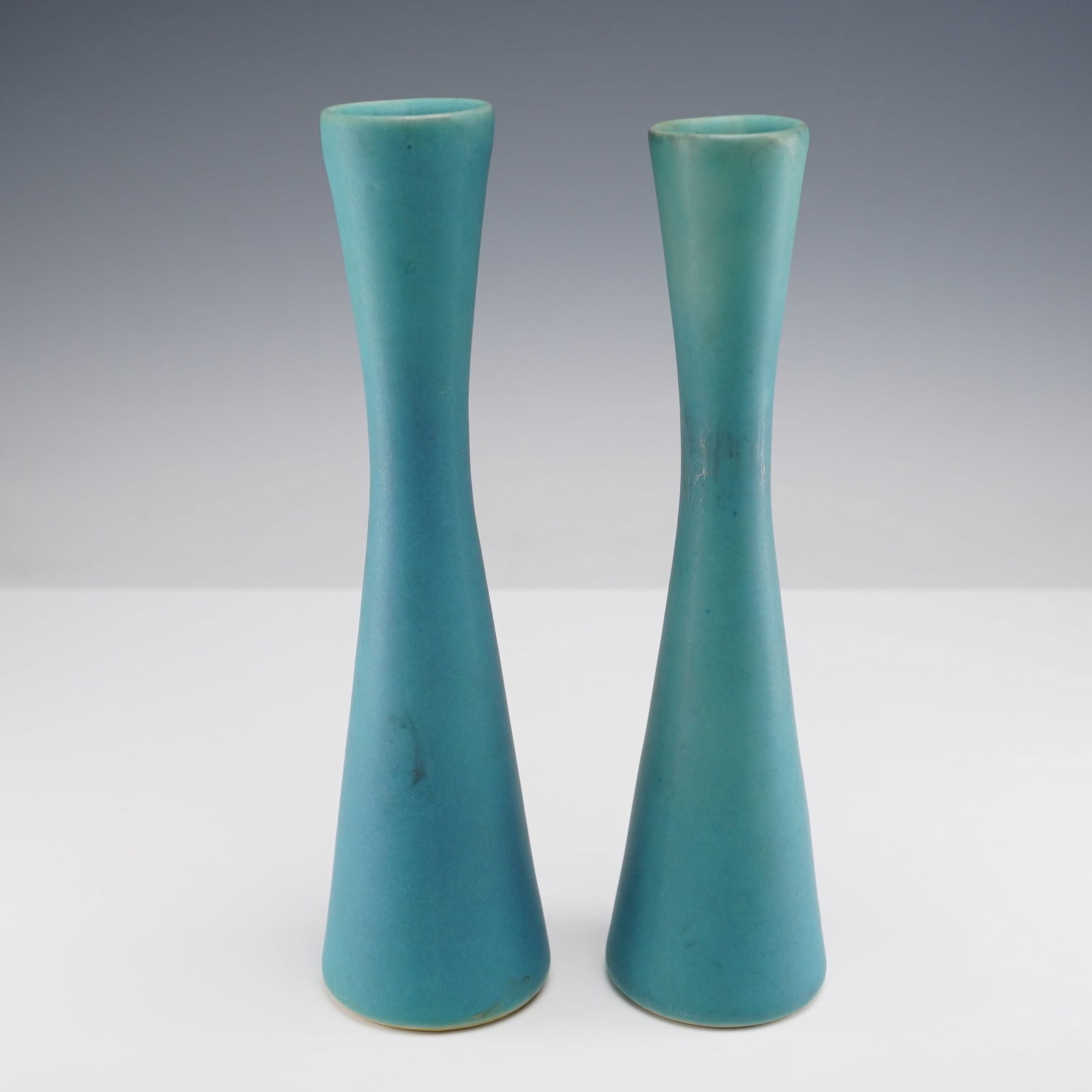 Pair of Van Briggle Pottery Turquoise Bud Vases (1 of 3)