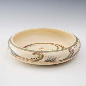 Weller Pottery Bowl with Hand Painted Floral Motifs
