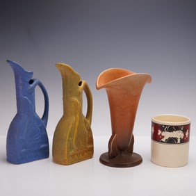 Roseville and Niloak Ceramic Vases and Pitcher