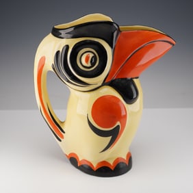 Ebeling & Reuss Czechoslovakian Art Deco Porcelain Toucan Pitcher