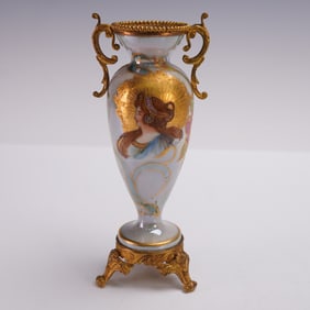 Sevres France Porcelain Bud Vase with Gilt Bronze Mounts