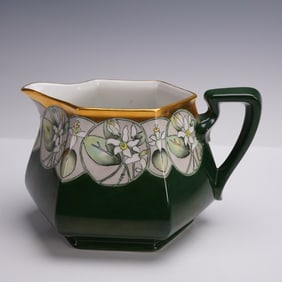 B & C Limoges Porcelain Pitcher, Art Deco Floral Design