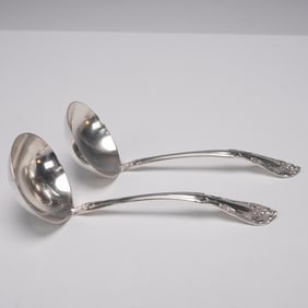 Alvin Sterling Silver Serving Spoons, Chateau Rose