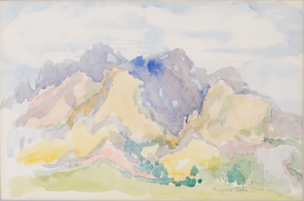 Margaret Neel, Watercolor on Paper, Abstracted Mountain Landscape, Signed