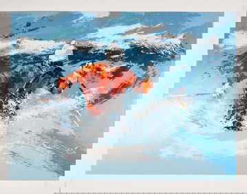 Mark King, Serigraph on Paper, Skier in Powder Snow, Signed & Numbered