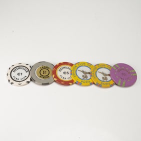 6pc European and International Casino Chips
